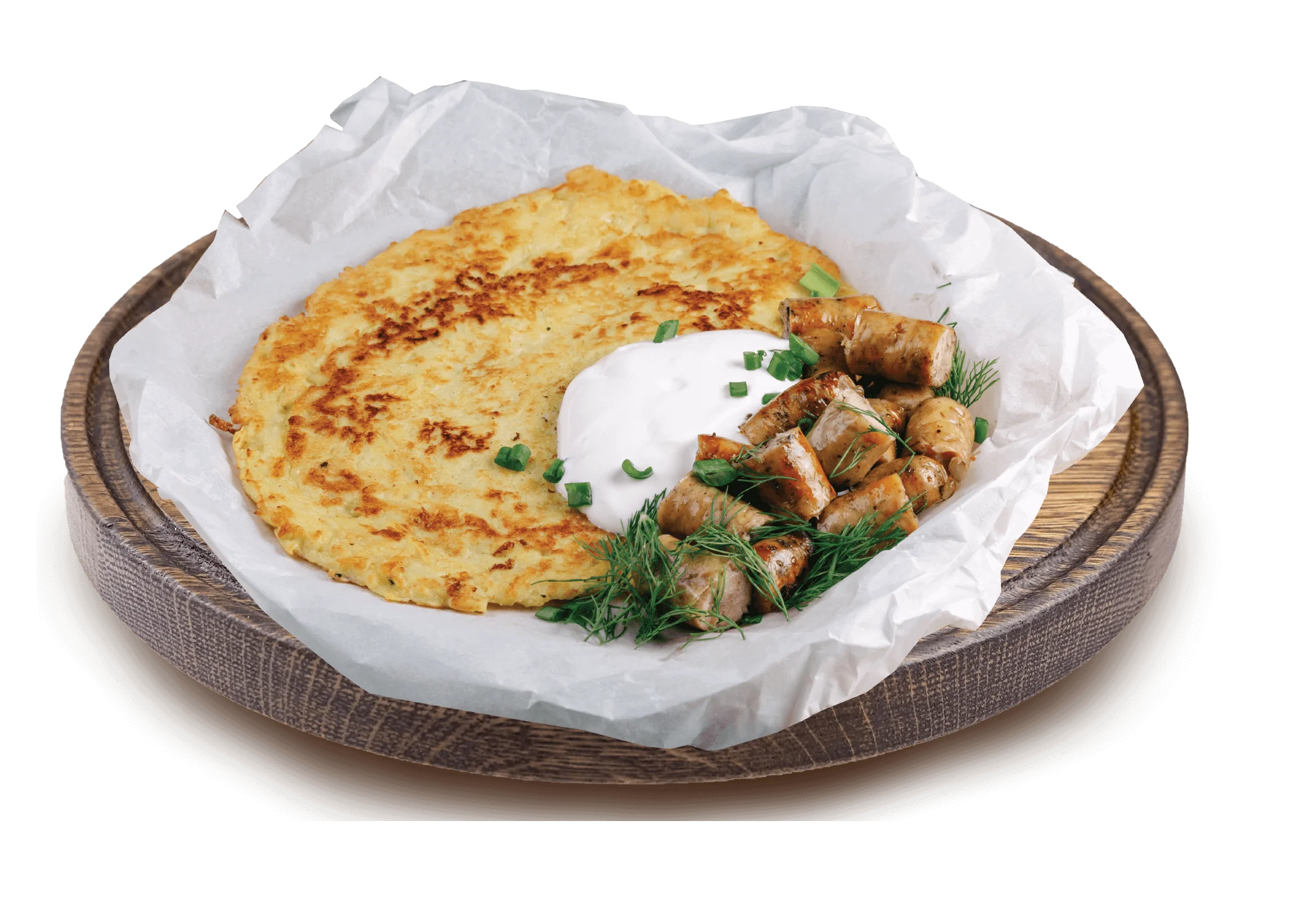 Дерун с колбасками
